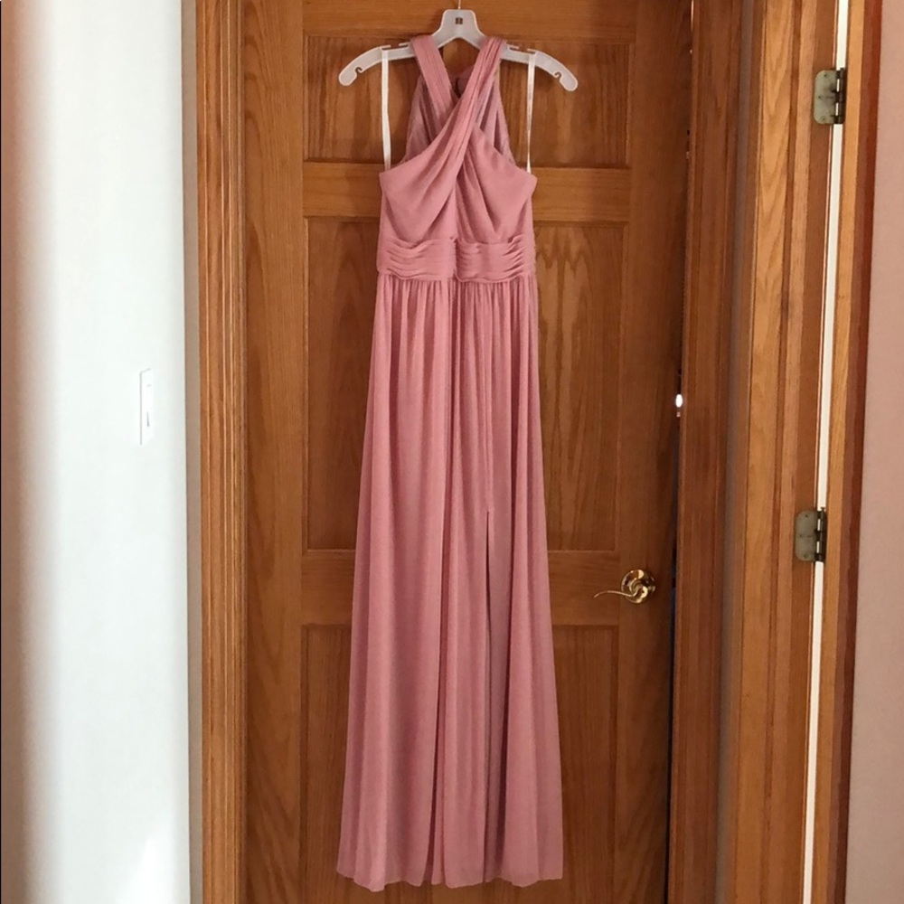 Long chiffon crisscross bridesmaid dress